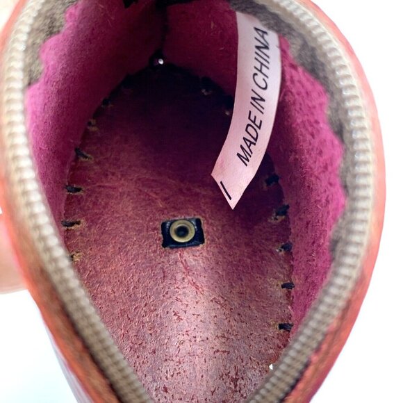 Flamingo Wristlet Leather Purse Figural Hand Crafted Tooled Overstitched 5 x 5" - Picture 11 of 11